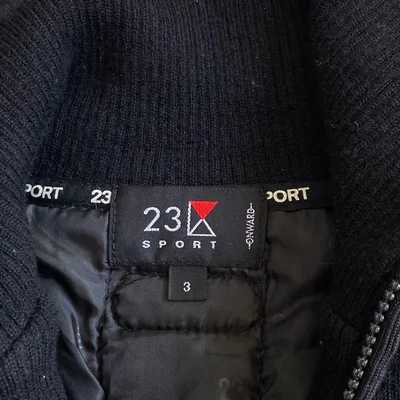 23区SPORT 中綿入り ウール ハーフジップ ニットブルゾン ブラック 3