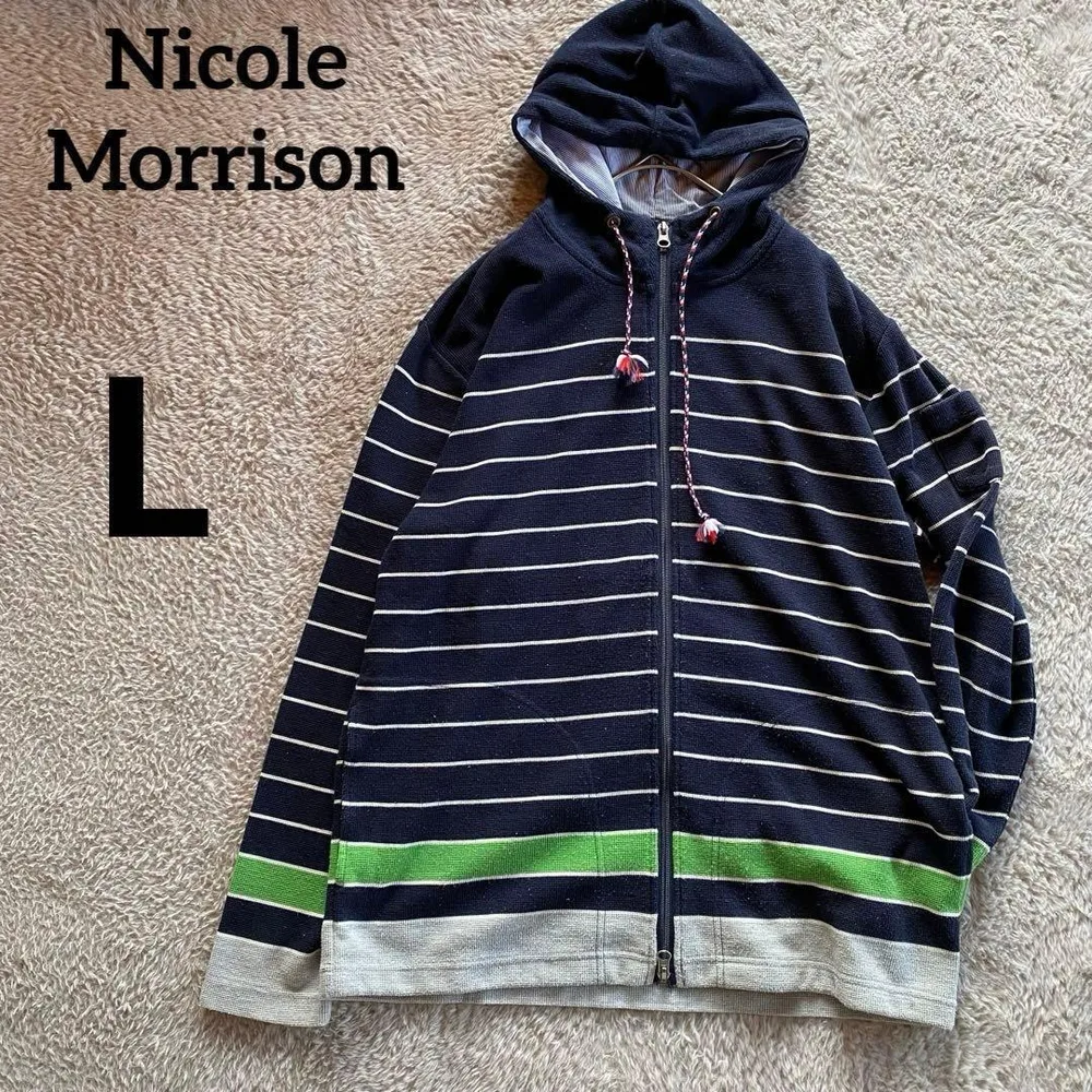 ニコルモリソンNicole Morrison L ネイビー ストライプ パーカー