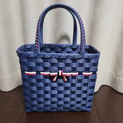 エコクラフト リボン付きかごバッグ