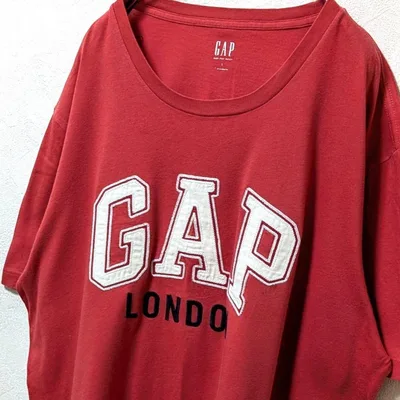 ギャップ ロンドン ロゴ刺繍 Tシャツ レッド 赤 L 古着