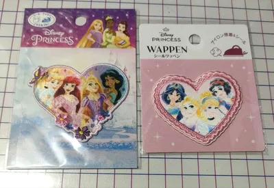 Disney PRINCESS ワッペン 2点セット ハート