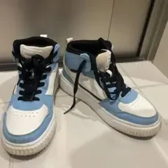 FASHION SPORT รองเท้าผ้าใบหุ้มข้อสูง สีฟ้าอ่อน สีขาว