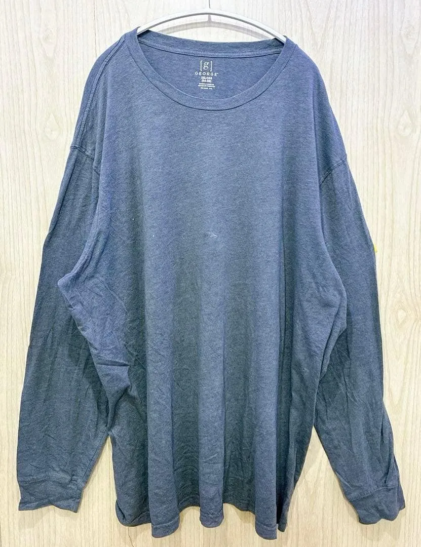 ジョージ カットソー クルーネック 長袖 無地 3XL グレー綿 ビッグサイズ