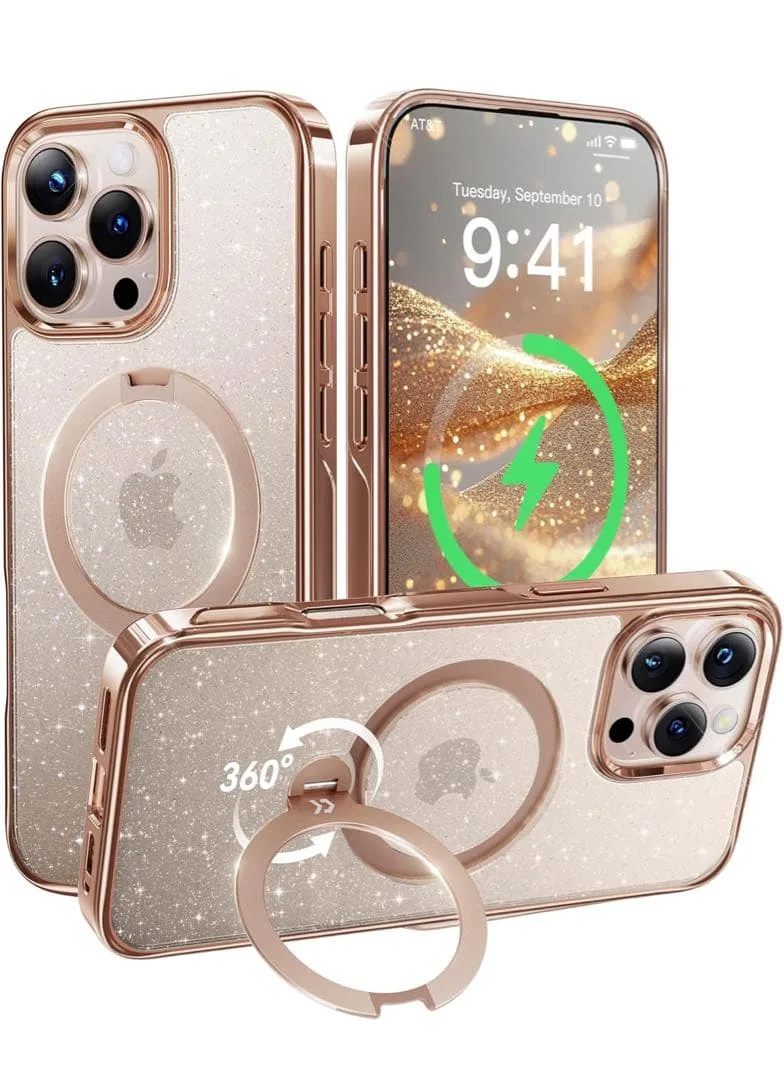 CASEKOO iPhone16Pro ケース 米軍MIL規格ラメ入りゴールド③