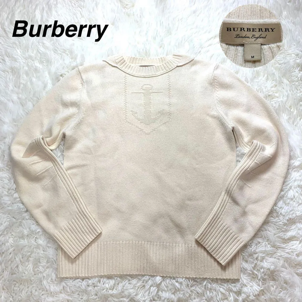 Burberry バーバリー 近年 カシミヤ混 ニット セーター イカリ M