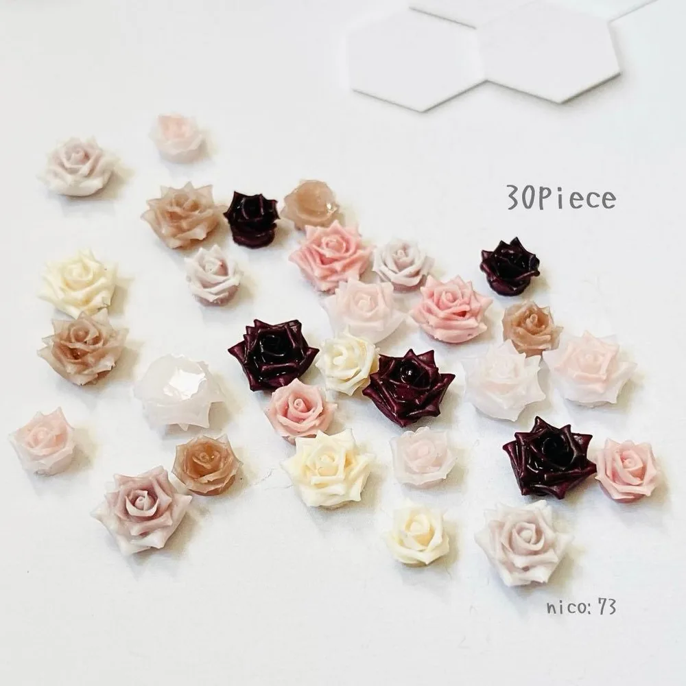 【73】ネイルパーツ 薔薇 ローズ 6色 量産 韓国30piece
