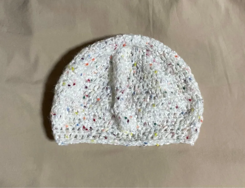 ニット帽 ビーニー クロシェハット ふわふわ ポップ y2k ハンドメイド