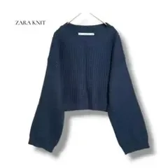 ZARA KNIT ザラ オーバーサイズ ニット ボリューム袖 ネイビー M