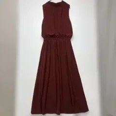 VIS ドット柄 ノースリーブ ロングワンピース ブラウン系 F