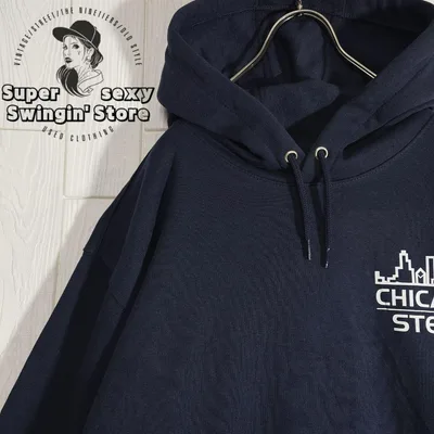 人気 カーハート スウェットパーカー 2XL ネイビー プリント デッドストック