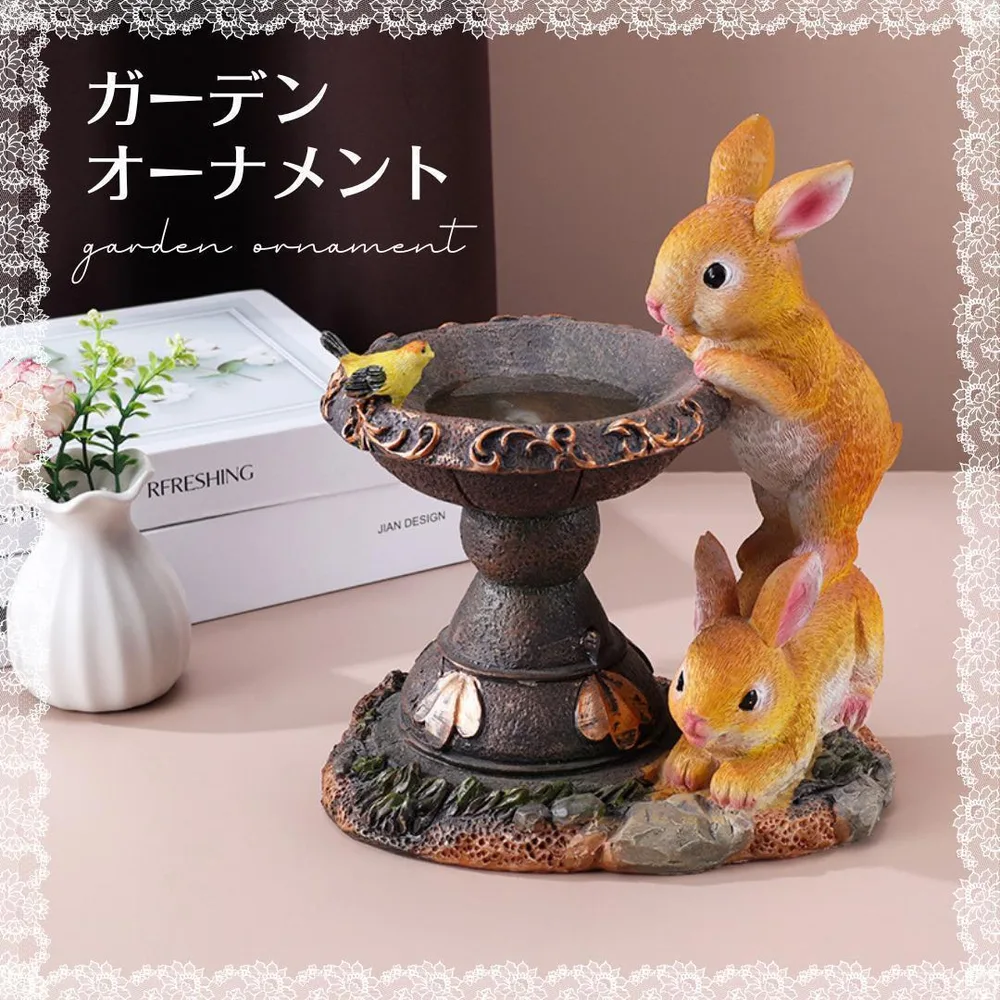 屋外ソーラー樹脂ランプ ウサギ 庭装飾 芝生の庭 ガーデニング