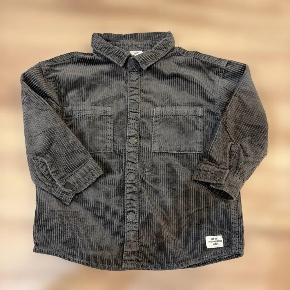H&M コーデュロイシャツ グレー 12-18M