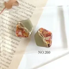 お花 レジン 大ぶり グリーン ハンドメイド ピアス イヤリング NO.260