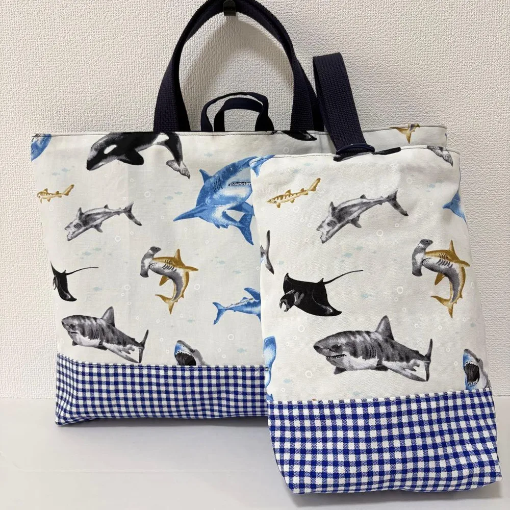 レッスンバッグ 上履き入れ ハンドメイド ループ付き