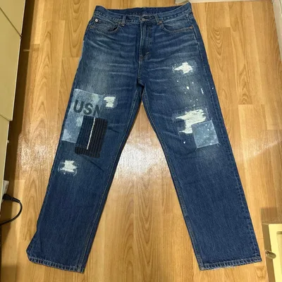 AVIREX デニムパンツ パッチワーク USN