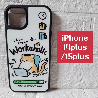 iPhone14plus/15plus スマホケース 猫 ホワイト スマホカバー