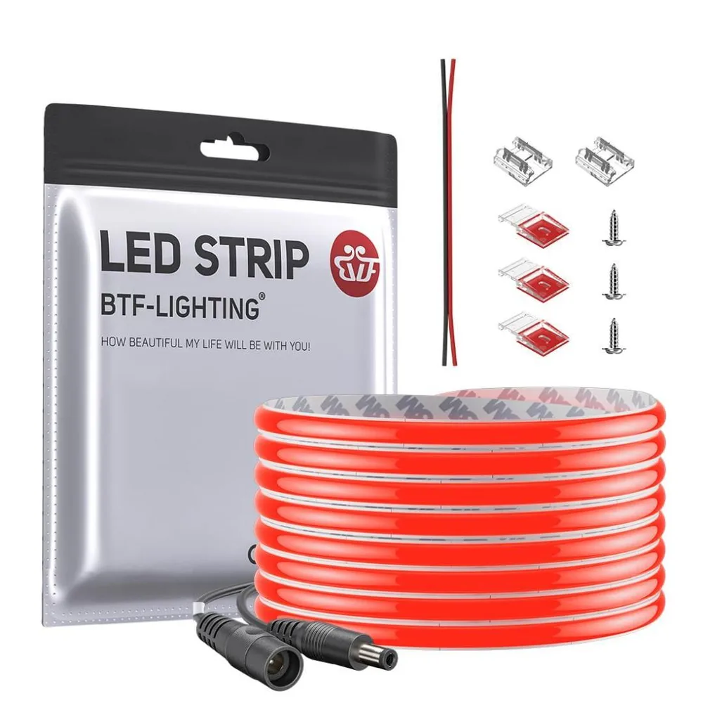 COB LEDテープライト 5m レッド 赤色 24V 幅5mm 狭幅 調光