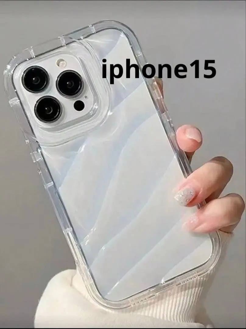 新品未使用 訳あり iphone15 波模様 クリア ケース