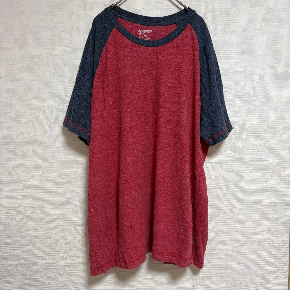 アリゾナジーンズ 無地 Tシャツ 丸首 ラグラン ゆったり XXL 赤 紺 綿