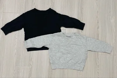 ベビー キッズ トレーナー 2枚セット 黒 グレー 80cm 保育園着