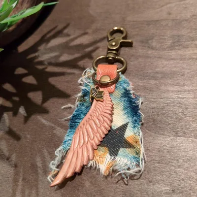 デニムリメイク☆男前Wingキーホルダー✨️