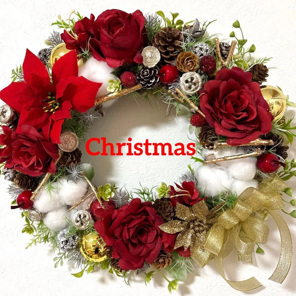 フラワーリース・クリスマスリース・ポインセチア