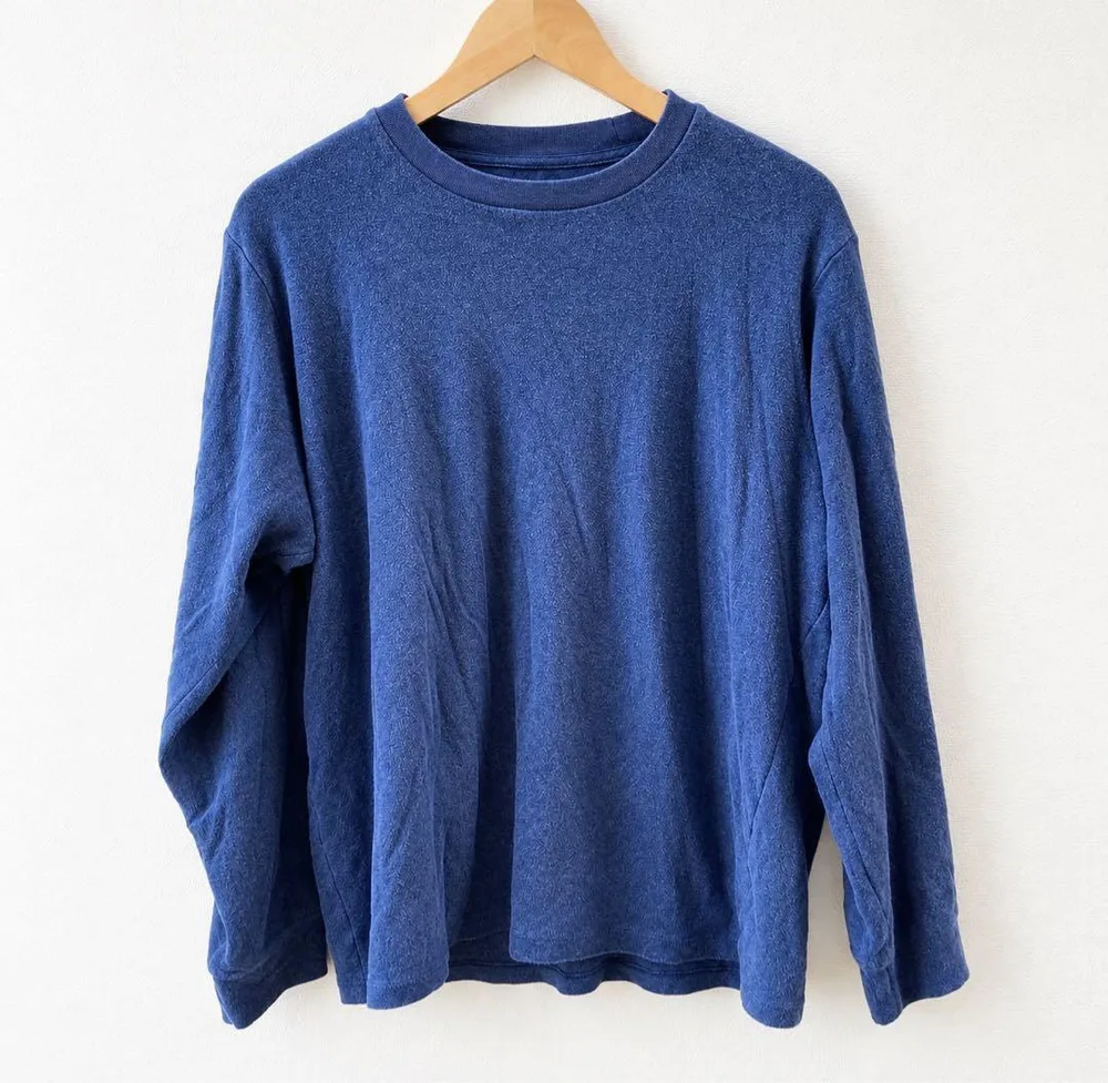 UNIQLO ソフトタッチクルーネックT 長袖 カットソー ネイビー L 微起毛
