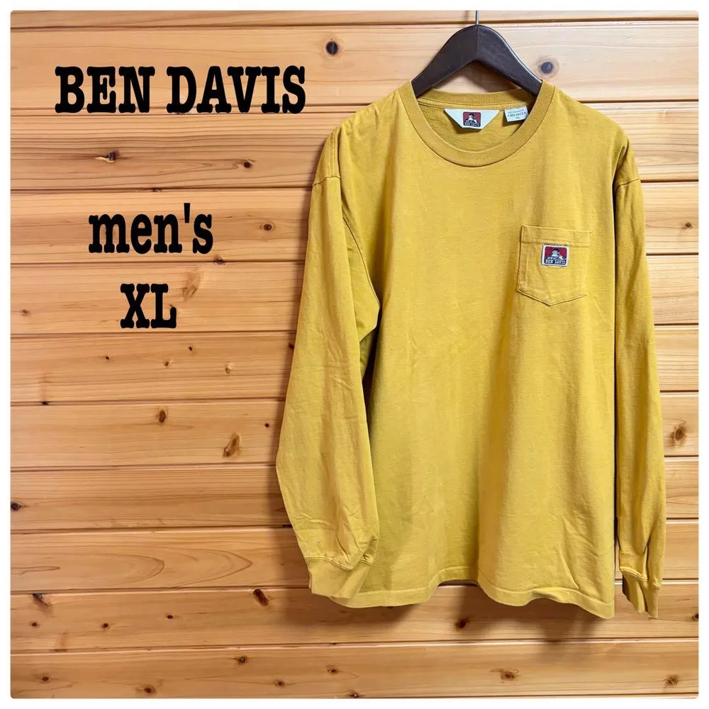 美品 メンズ BEN DAVIS 長袖Tシャツ ロンT マスタード XL