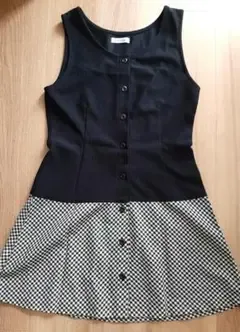 ジャンパースカート ミニ モノトーン×チェック
