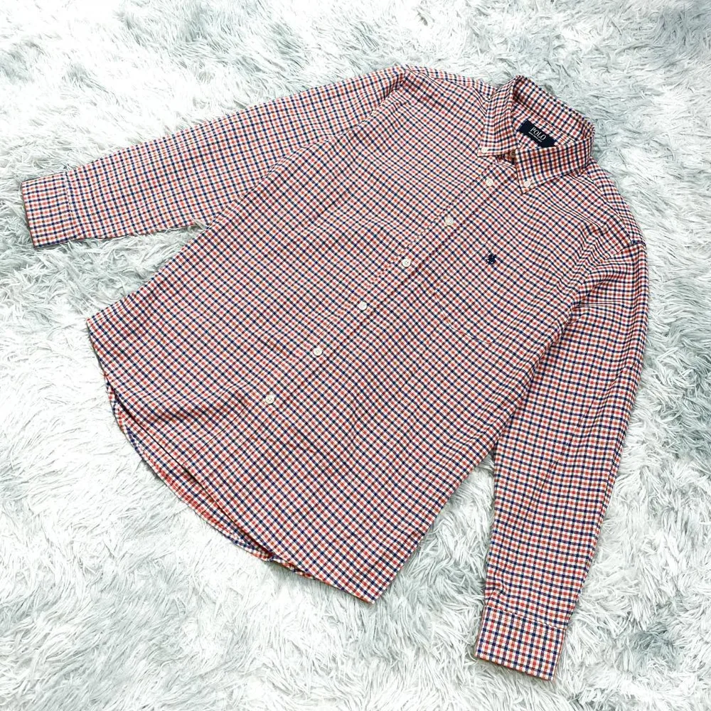 【美品】POLO ポロ ギンガムチェックシャツ ボタンダウン 長袖 Mサイズ