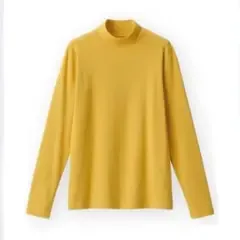 無印良品 ストレッチフライス編みハイネック長袖Tシャツ イエローSize M