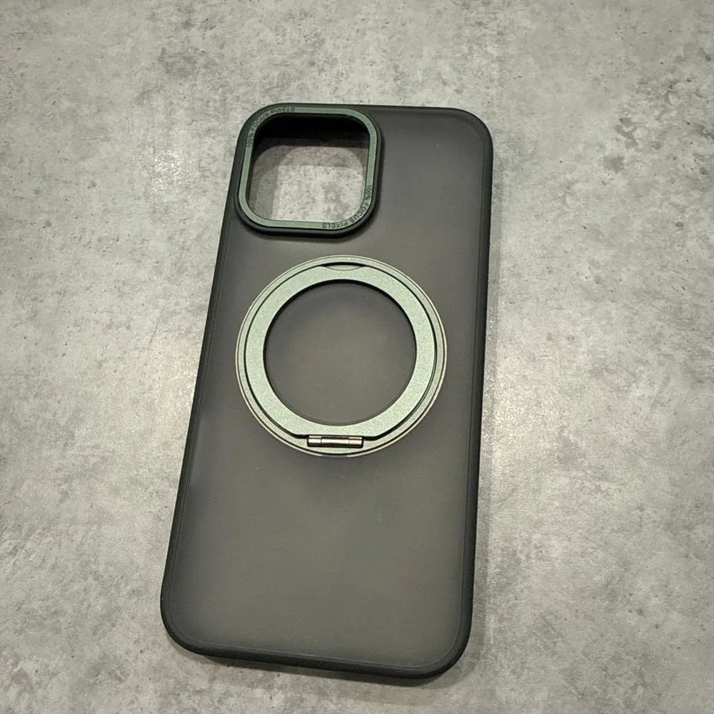 マグネット式スタンド搭載 iPhone16promax用ケース マットグリーン