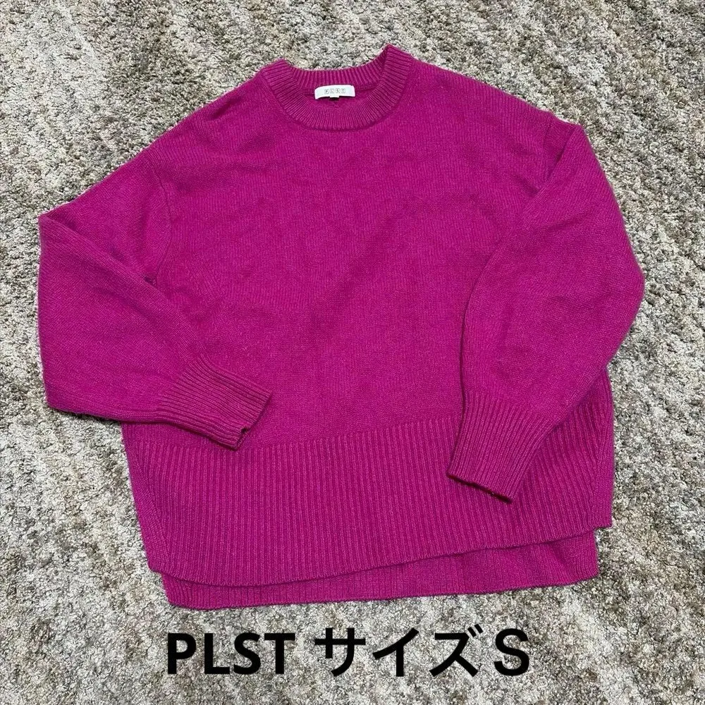 PLST ピンク クルーネックニット サイズS