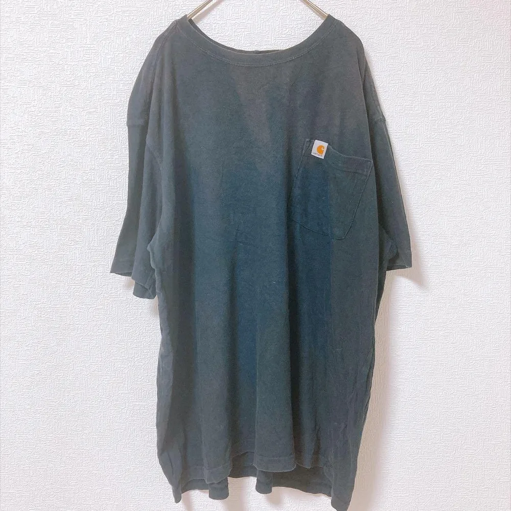 カーハート ポケットTシャツ クルーネック 半袖 無地 L 黒 綿 カジュアル