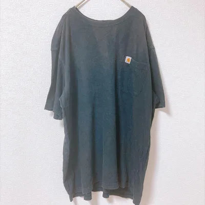カーハート ポケットTシャツ クルーネック 半袖 無地 L 黒 綿 カジュアル