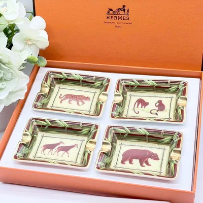 HERMES エルメス アッシュトレイ ミニ灰皿 トレイ 小物入れ 陶器 セット