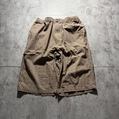archive check wide half pants grunge y2k