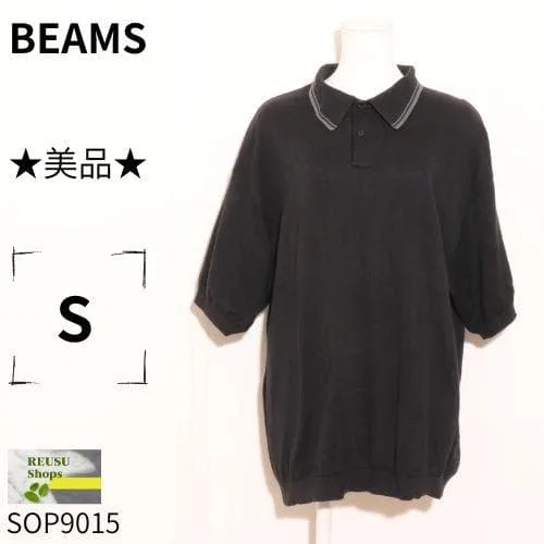BEAMS ビームス ブラック ニット 半袖ポロシャツ S 美品