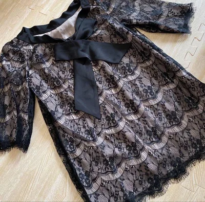 【新品未使用】総レース ブラック レース 半袖 ブラウス ボウタイ