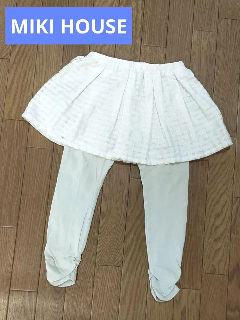 MIKI HOUSE スカート付きレギンス 100 グレー チェック柄 スパッツ