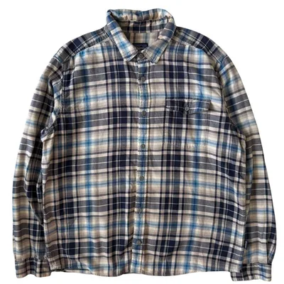 好配色 patagonia 青 ブルー ネルシャツ 00s