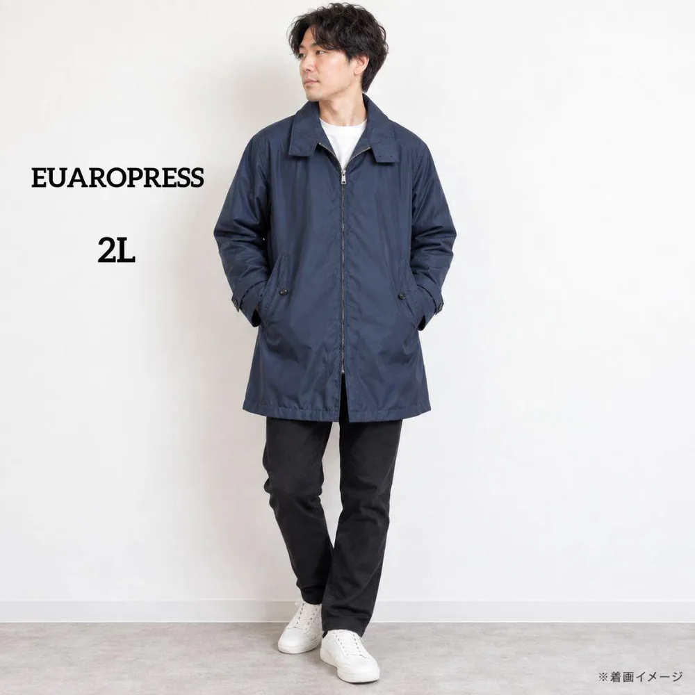 EUAROPRESS ステンカラーコート 2L 紺 中綿 キルティング 大きい