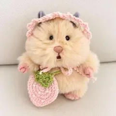 はむにぎり ボンネット 洋服 いちご ピンク 着せ替え 手編み ニット