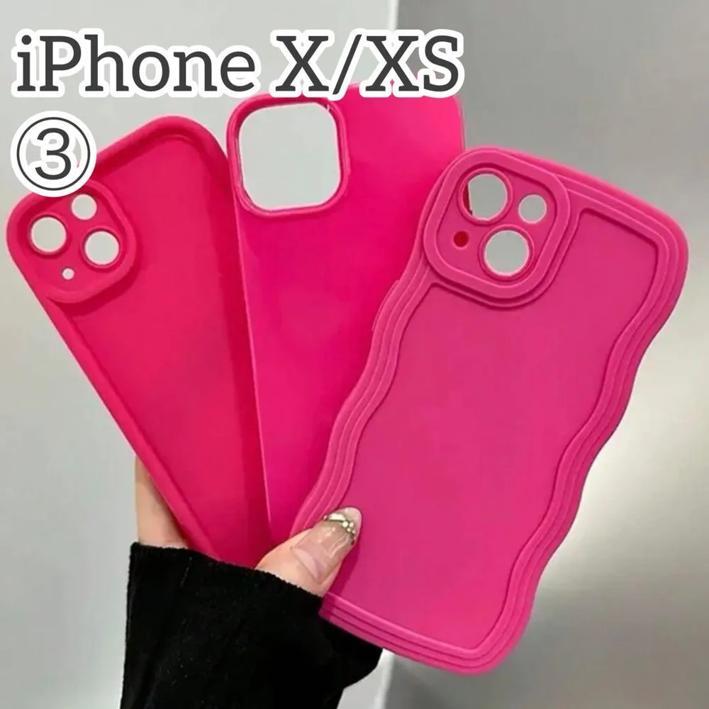 iPhone X XS ケース ビビット ピンク カラフル ウェーブ カバー