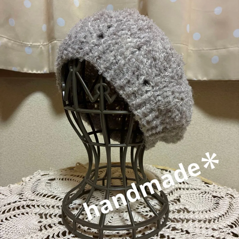 ハンドメイド ベレー帽 グレージュ 新品未使用 匿名配送
