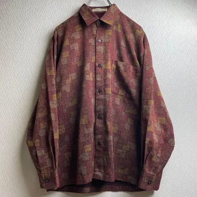 レトロ 古着 シャツ 柄シャツ ガラシャツ 総柄 デザインシャツ 長袖