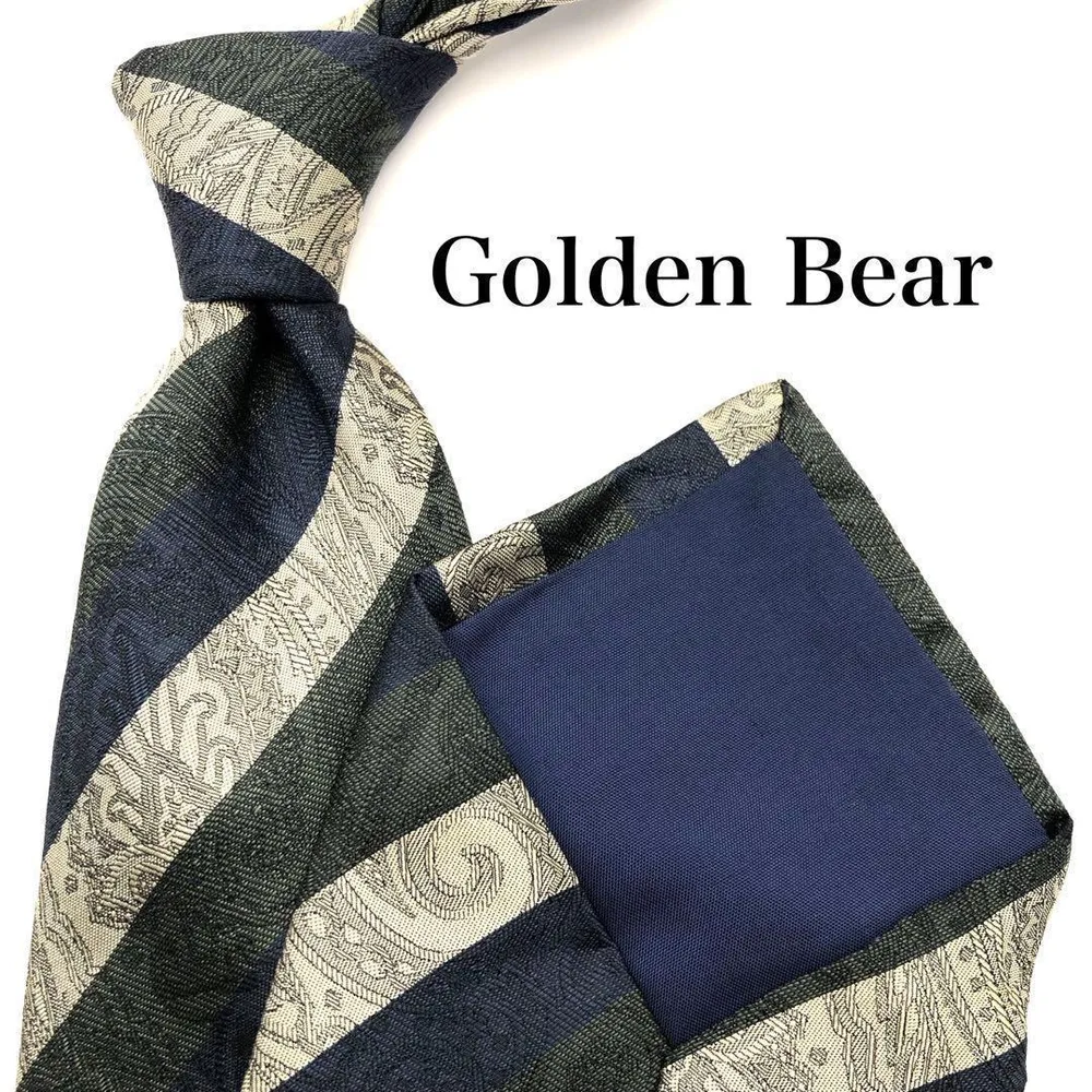Golden Bear ネクタイ ベージュ ストライプ ペイズリー レジメンタル