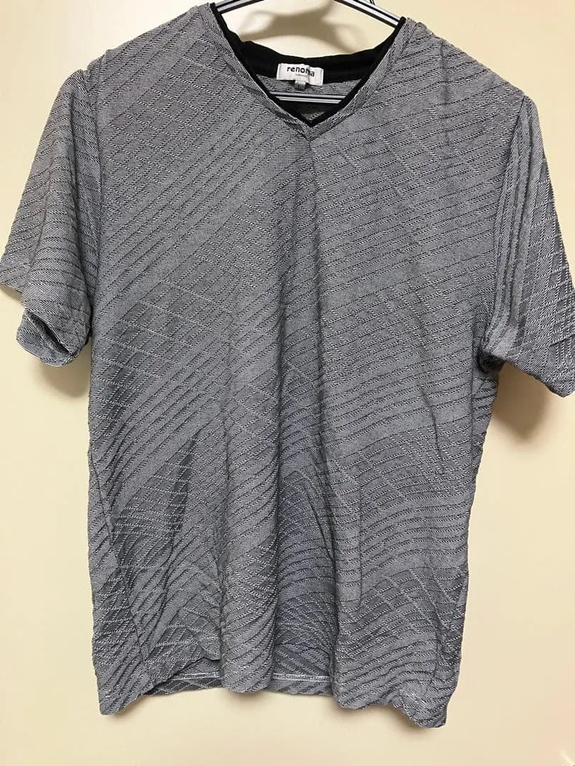 renoma メンズ 半袖 Vネック Tシャツ グレー