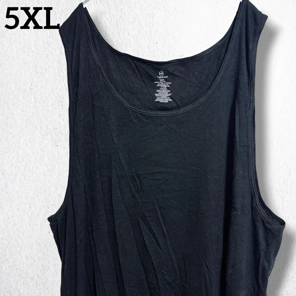 ハーバーベイ タンクトップ Uネック ノースリーブ 無地 5XL 黒 綿100%