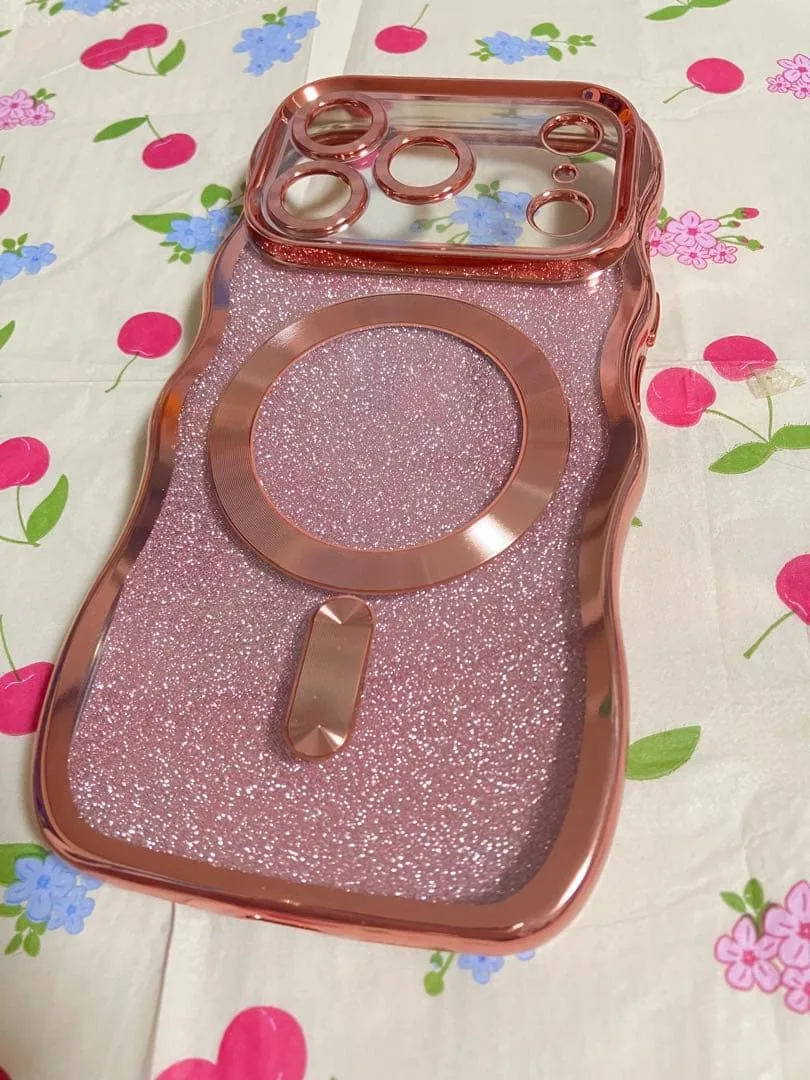 【新品】iPhone18 Proケース ピンク ラメ MagSafe対応 ローズ